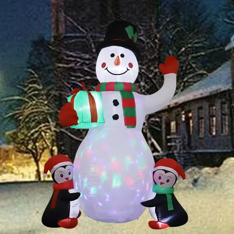 Inflatable Festive Snowman w/ Penguin 