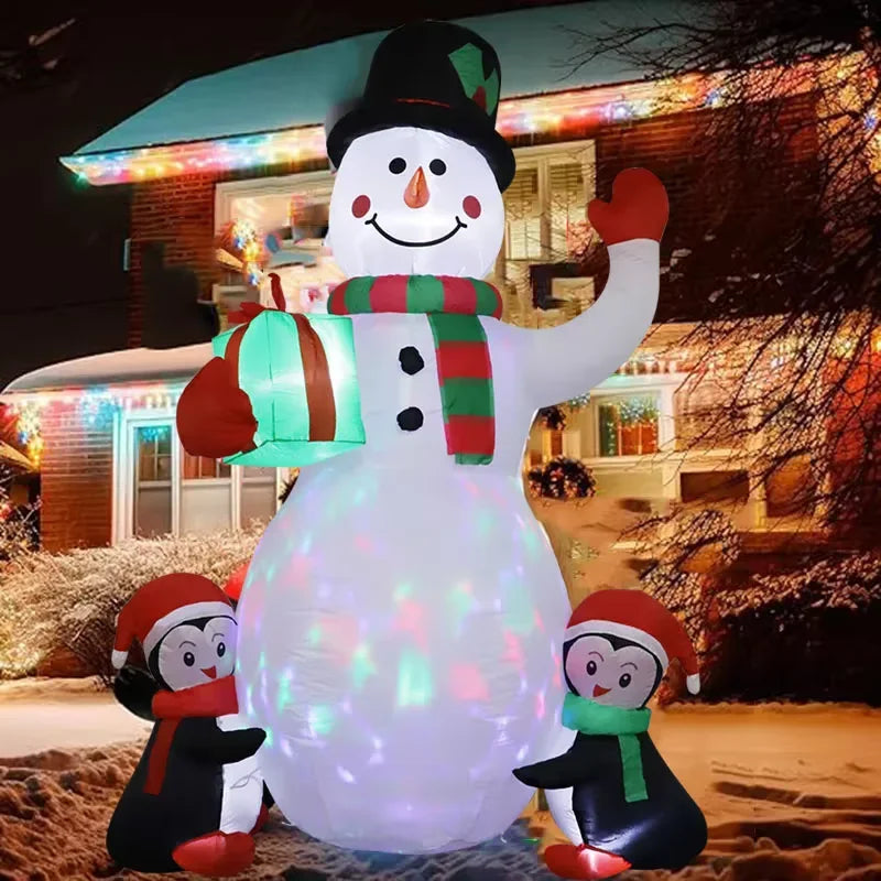 Inflatable Festive Snowman w/ Penguin 