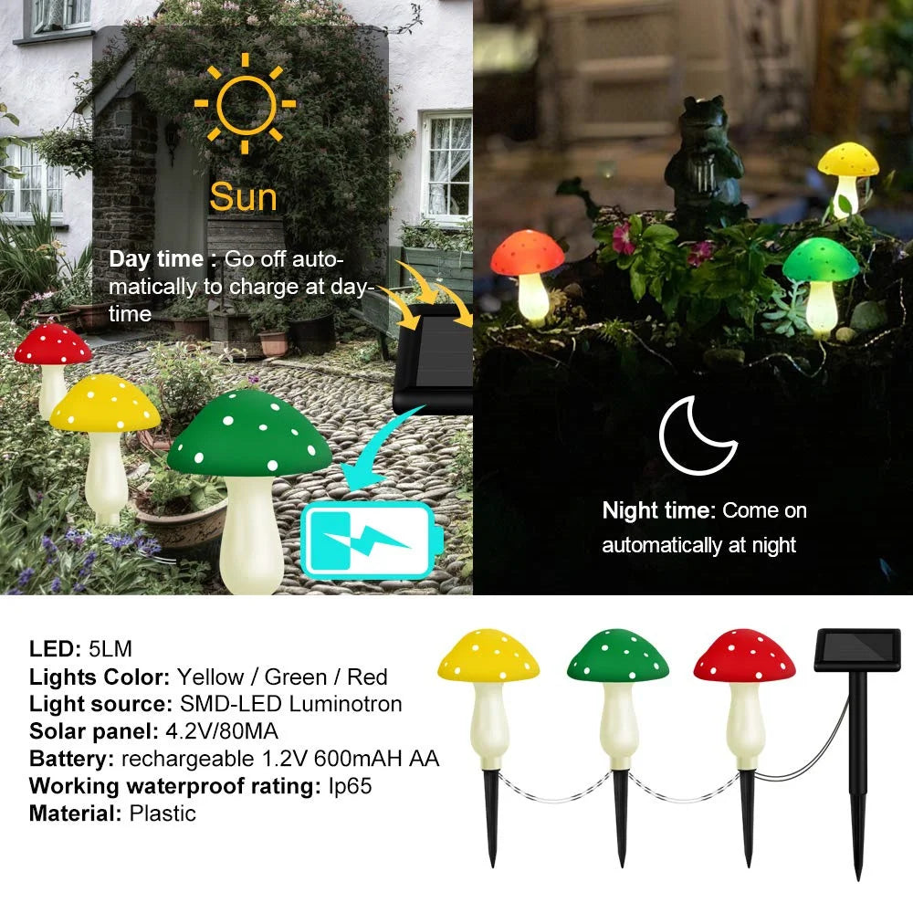 Solar-Powered Mushroom Light Garden Outdoor Decor