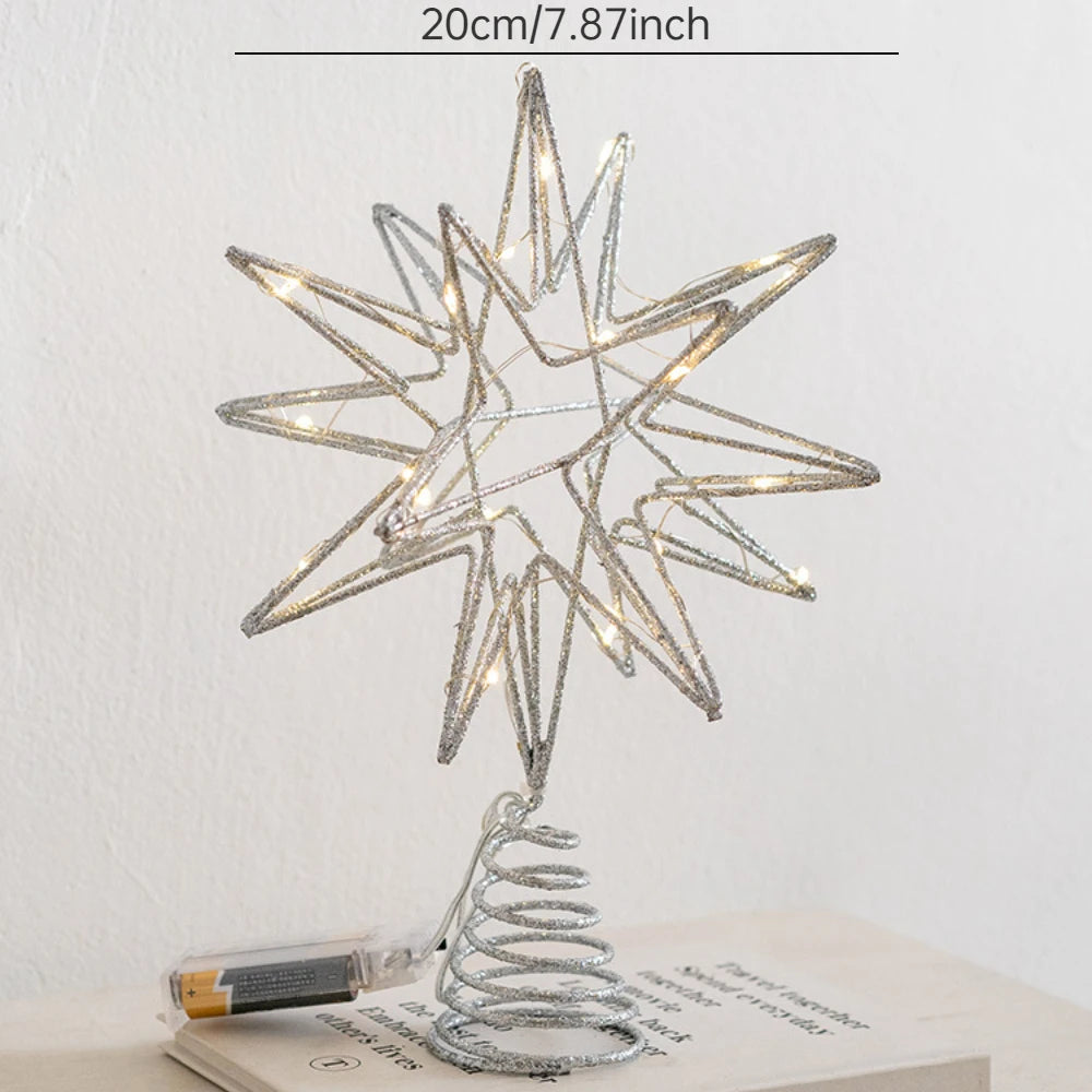 Christmas Star Tree Topper with Warm White Lights