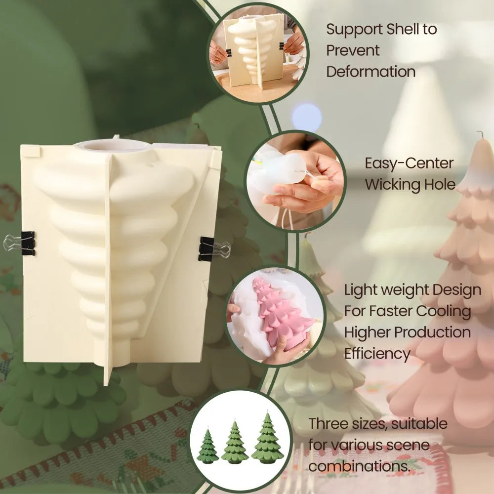 Christmas Tree Silicone Molds for Candle Making Xmas Handmade Candle Making Mould DIY Craft Candle Making Supplies