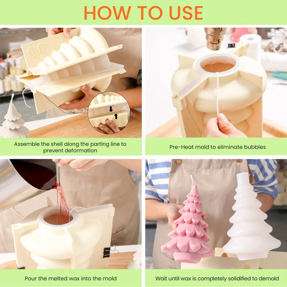 Christmas Tree Silicone Molds for Candle Making Xmas Handmade Candle Making Mould DIY Craft Candle Making Supplies