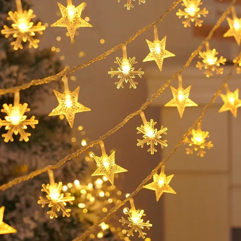 Christmas String Lights LED Acrylic w/ Snowflakes and Trees