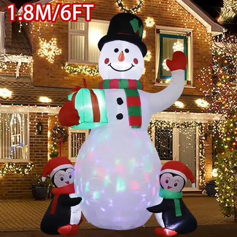 Inflatable Festive Snowman w/ Penguin 