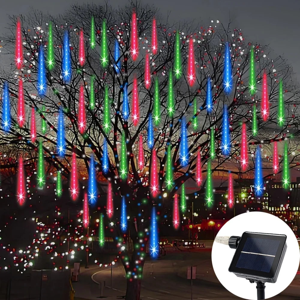 Meteor Shower Rain LED String Lights (Solar Powered)