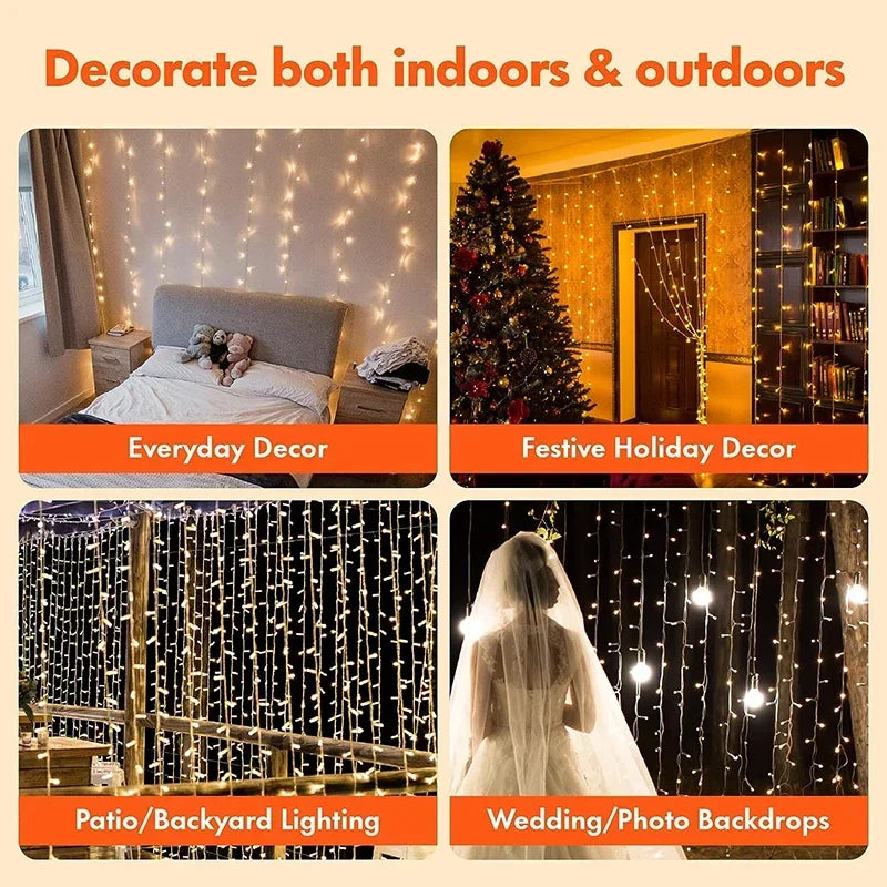 Christmas Curtain String Lights Decoration