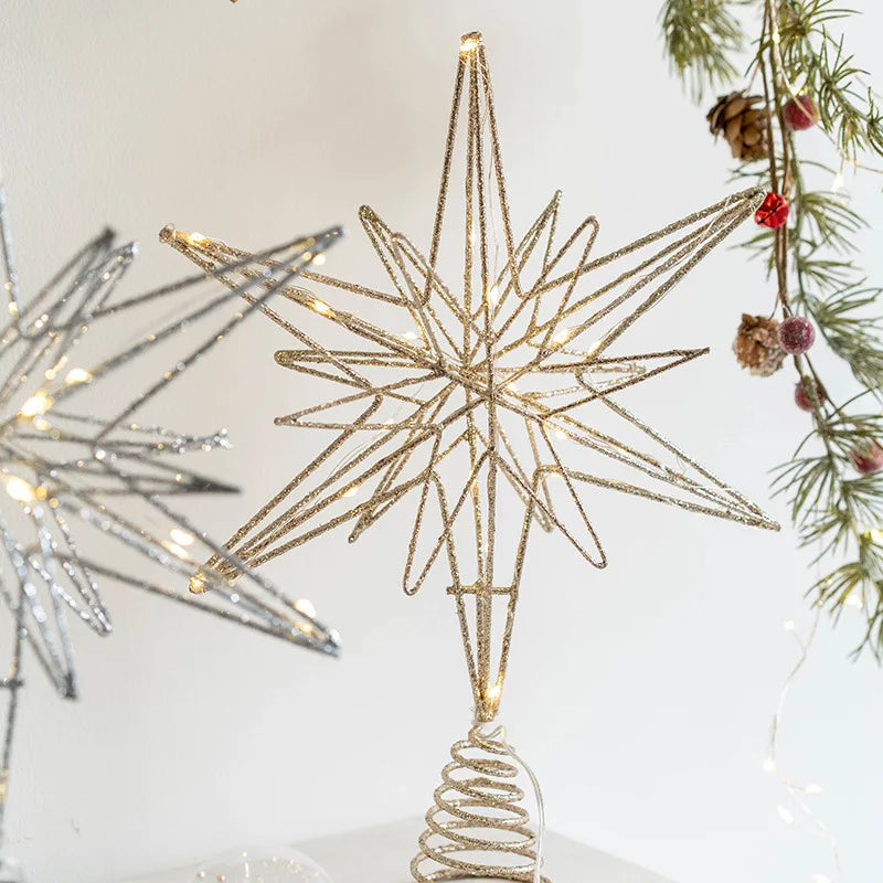 Christmas Star Tree Topper with Warm White Lights