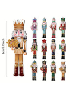 12PCS Nutcracker Wooden Decorative Set