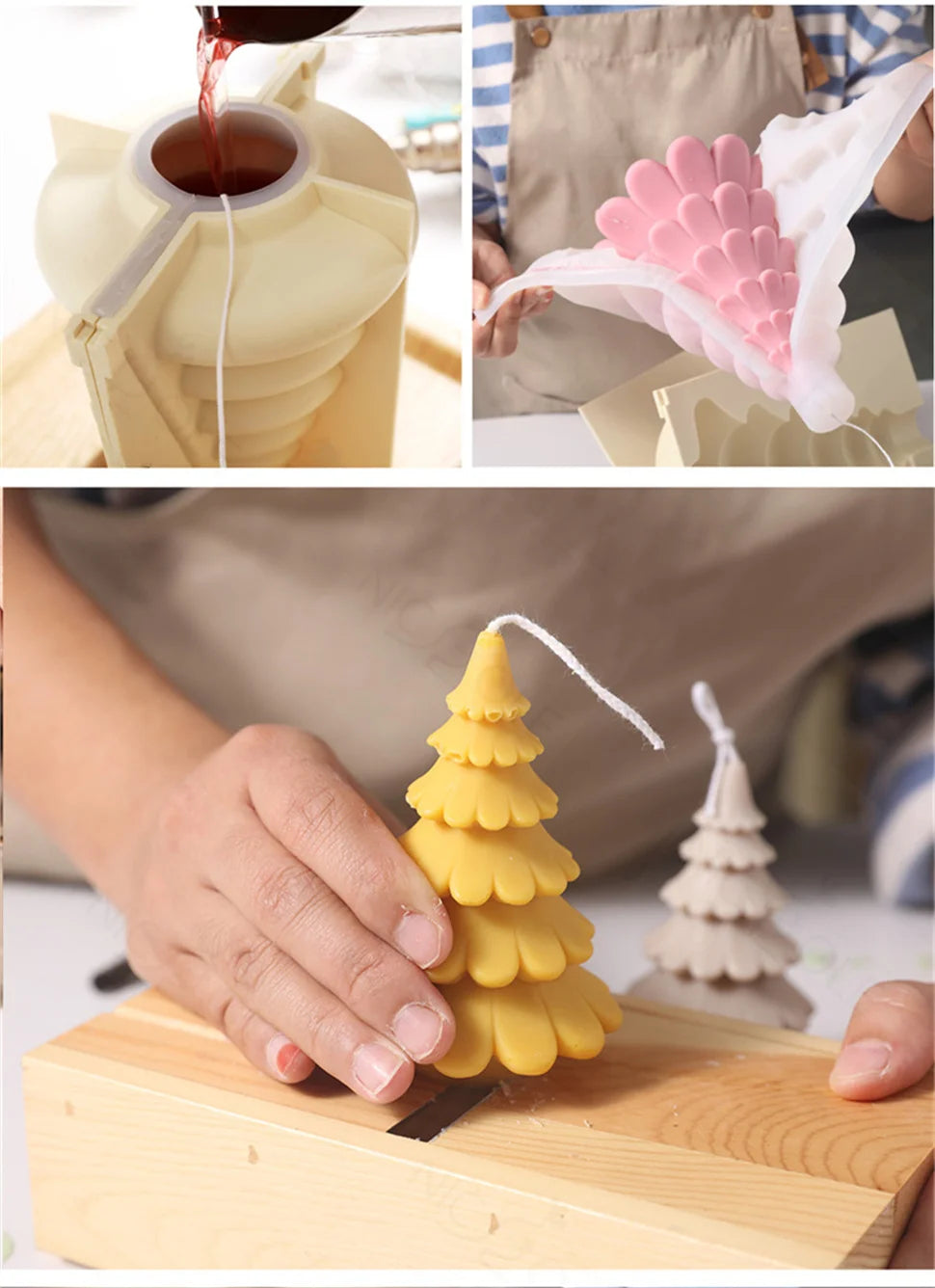 Christmas Tree Silicone Molds for Candle Making Xmas Handmade Candle Making Mould DIY Craft Candle Making Supplies