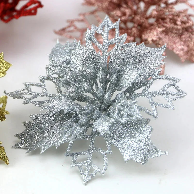 Artificial Christmas Tree Flower Glitter Decoration