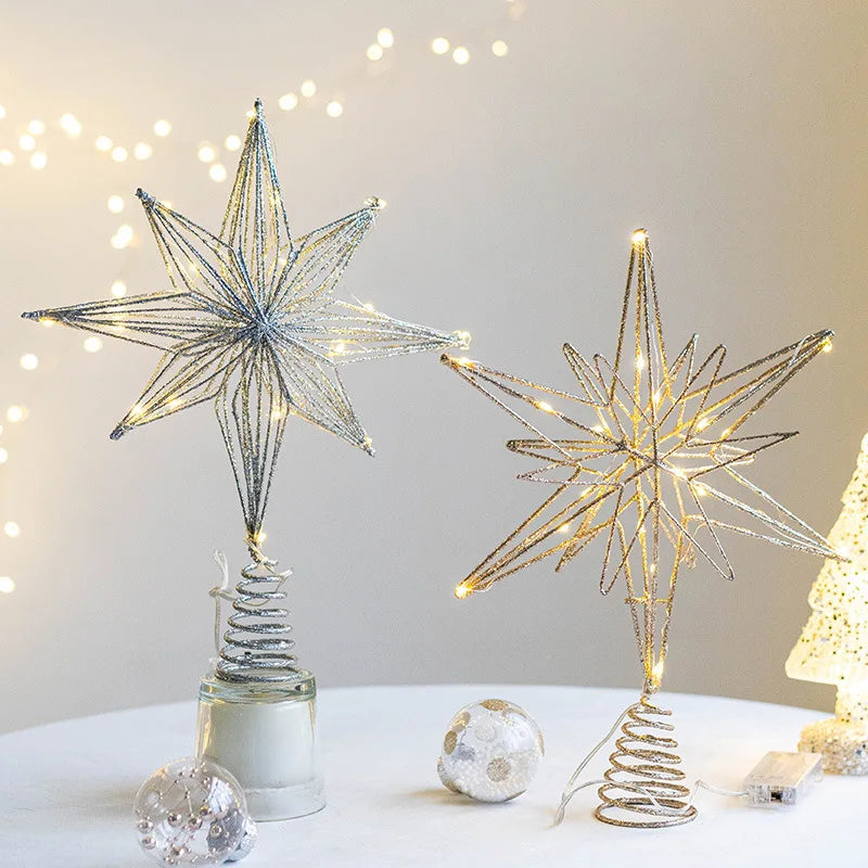 Christmas Star Tree Topper with Warm White Lights