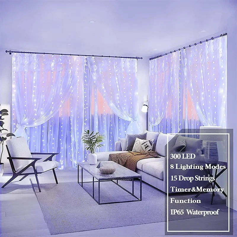Christmas Curtain String Lights Decoration