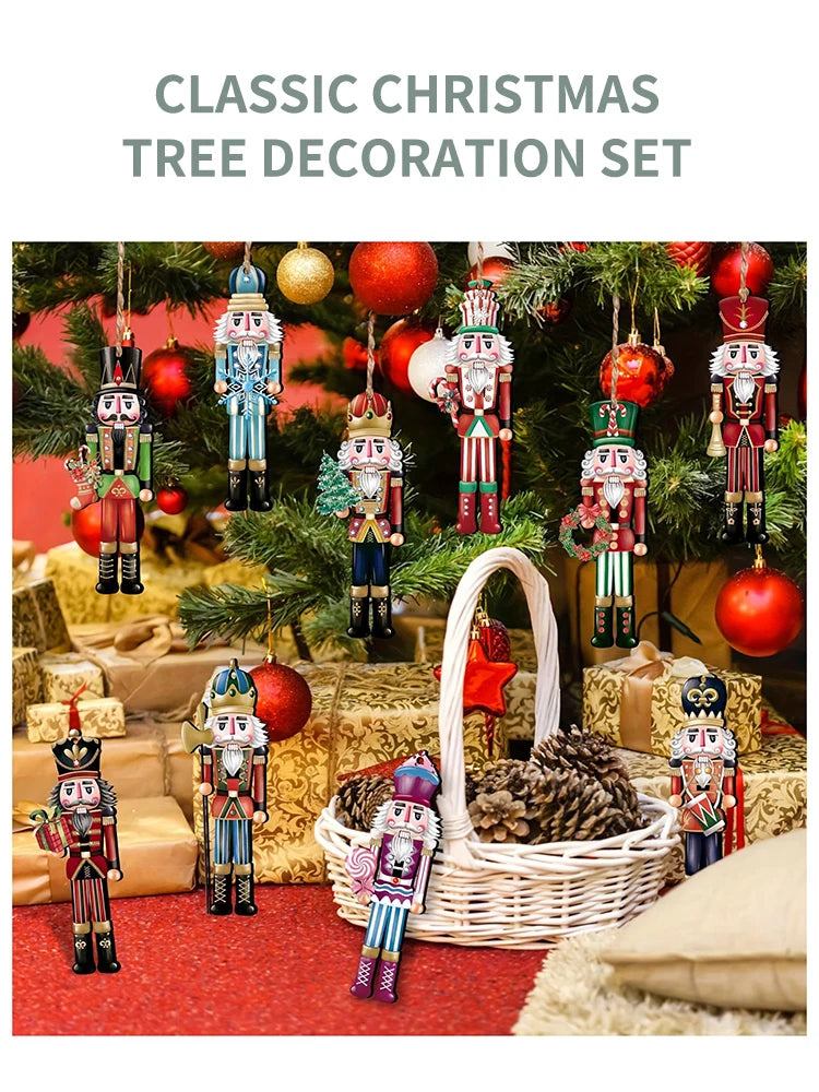 12PCS Nutcracker Wooden Decorative Set