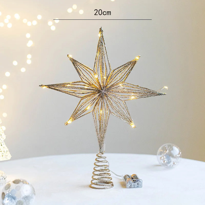 Christmas Star Tree Topper with Warm White Lights