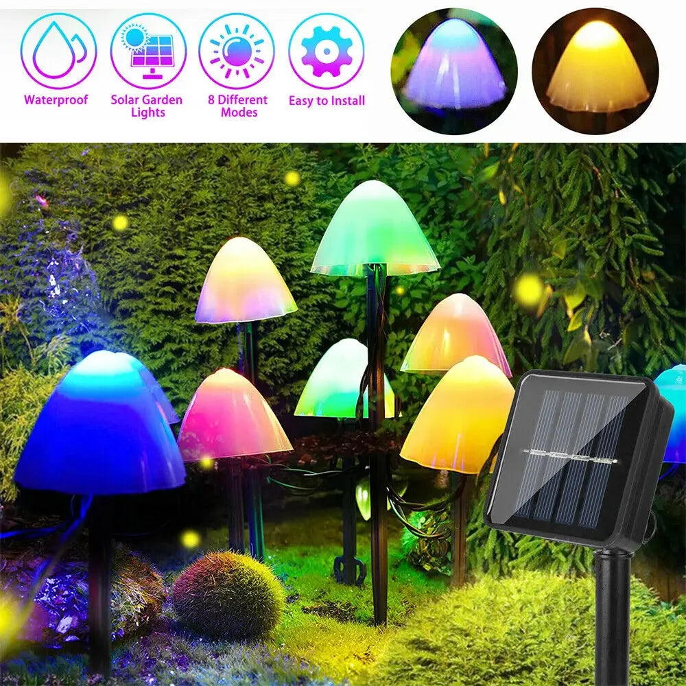 Solar-Powered Mushroom Lights Outdoor Decorative