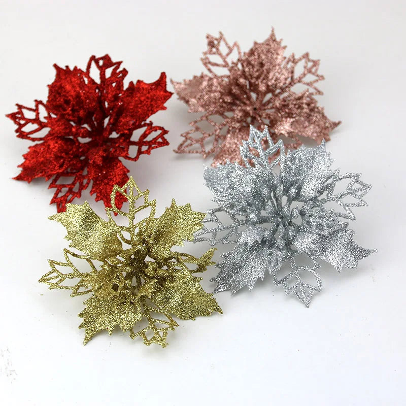 Artificial Christmas Tree Flower Glitter Decoration