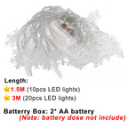 Christmas String Lights LED Acrylic w/ Snowflakes and Trees