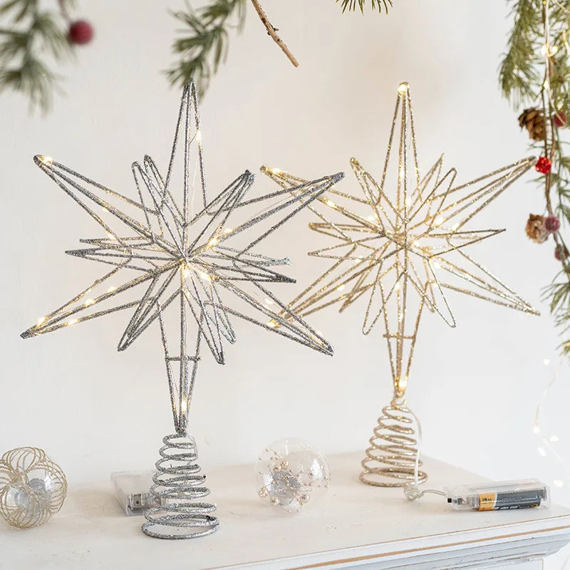 Christmas Star Tree Topper with Warm White Lights