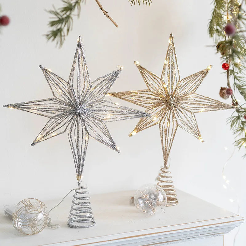 Christmas Star Tree Topper with Warm White Lights