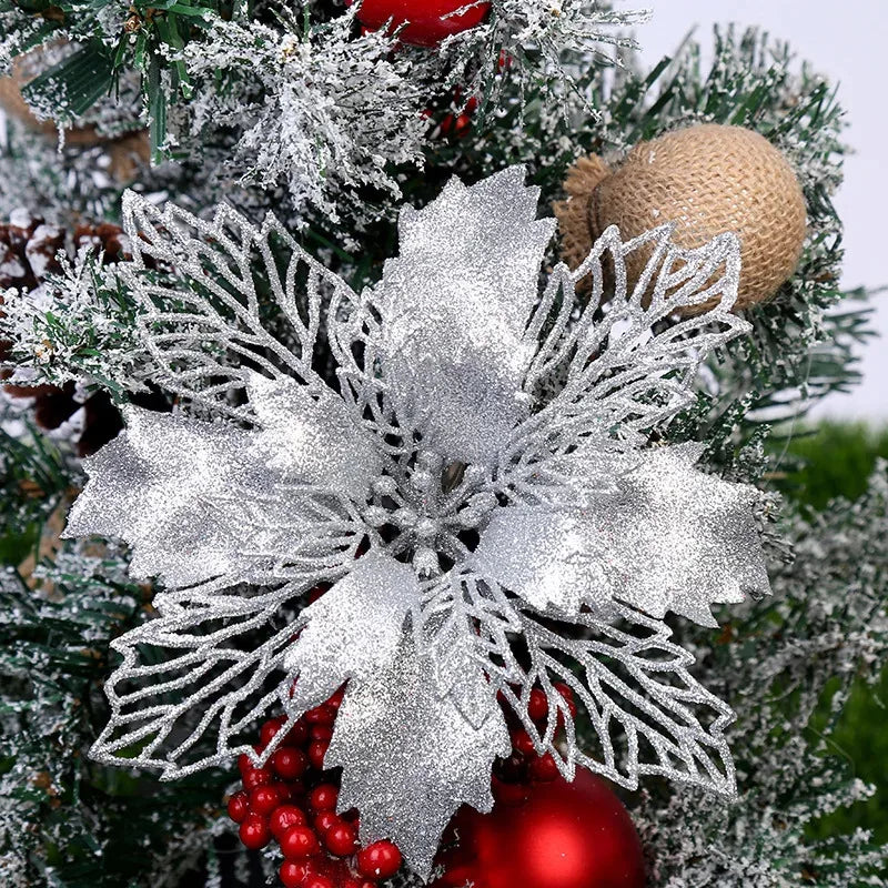Artificial Christmas Tree Flower Glitter Decoration