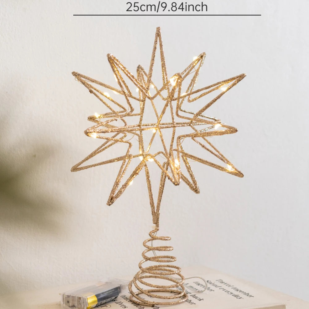 Christmas Star Tree Topper with Warm White Lights