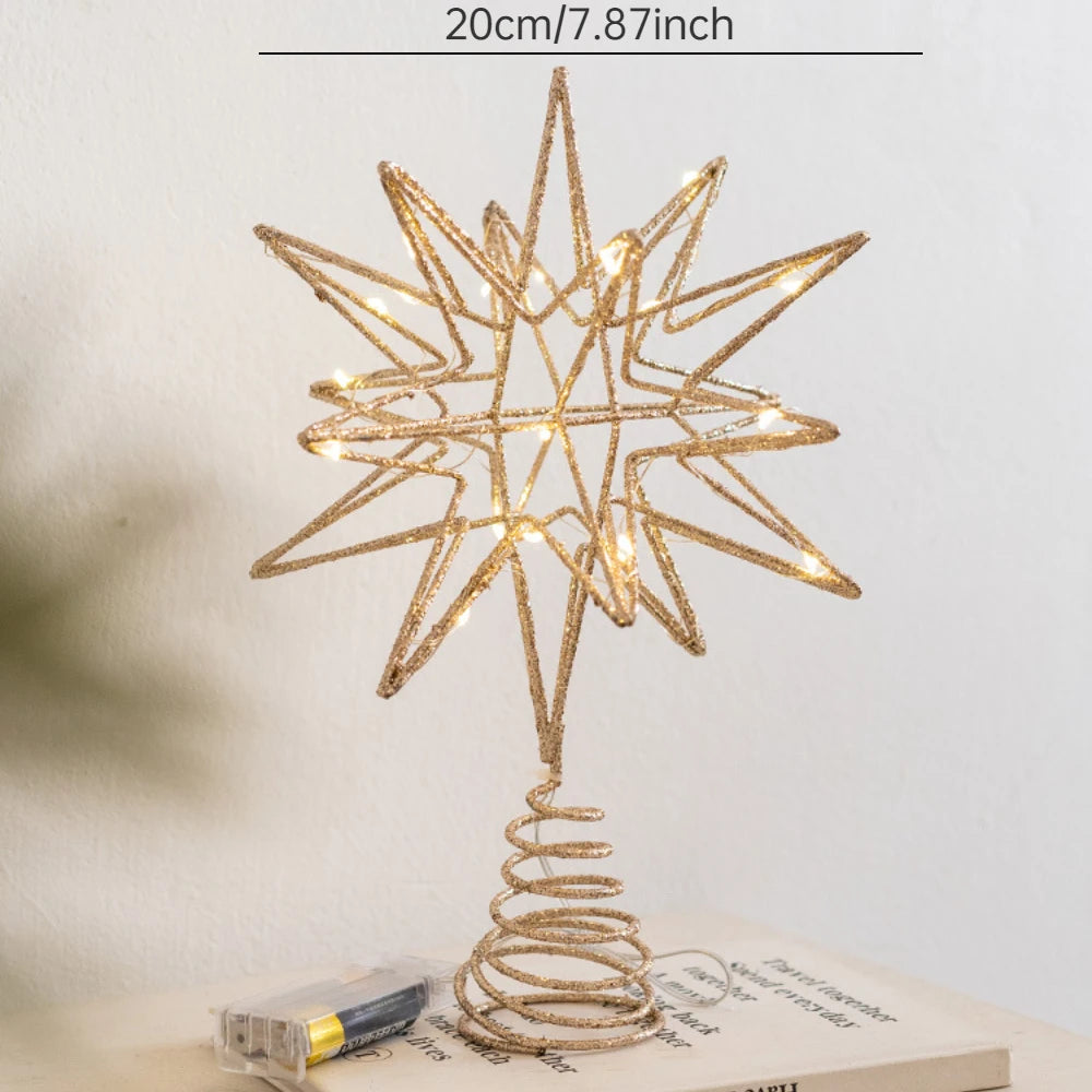 Christmas Star Tree Topper with Warm White Lights